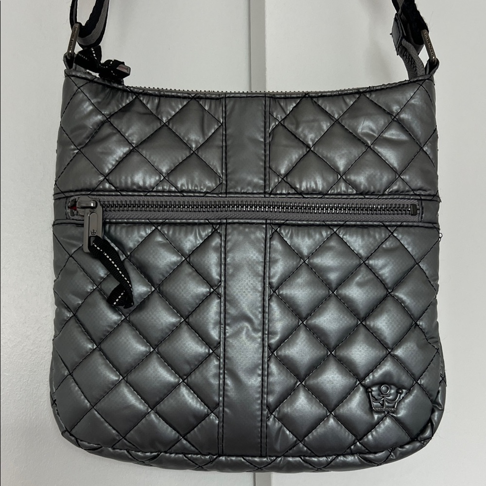 Oliver Thomas Quilted Gray Crossbody Bag